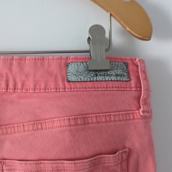 Calvin Klein Jeans Women's Coral Pink Ankle Skinny Size 10 Denim Barbiecore - Picture 3 of 10